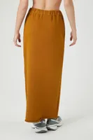 Women's French Terry Split-Hem Maxi Skirt in Cigar Small