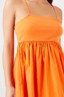 Women's Poplin Babydoll Mini Dress in Orange Large