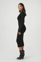 Women's Shoulder Cutout Sweater Midi Dress