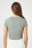 Women's Mineral Wash Ruched Cropped T-Shirt