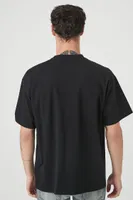 Men Oversized Embroidered Fist Bump Graphic Tee in Black Small