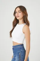 Women's Seamless Cropped Tank Top in White, L/XL