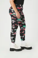 Women's Santa Print Leggings in Black, 3X