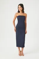 Women's Denim Midi Tube Dress in Dark Denim, XS