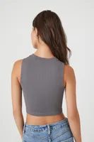 Women's Seamless Cutout Crop Top in Charcoal Large