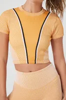 Women's Active Seamless Cropped Tee in Gold/Vanilla Medium