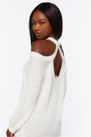 Women's Open-Shoulder Oversized Sweater in White Medium