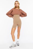 Women's Raw-Cut Cropped Pullover in Camel Medium