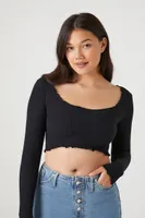 Women's Seamless Lettuce-Edge Crop Top