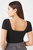 Women's Square-Neck Seamed Crop Top XL