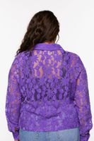 Women's Sheer Lace Shirt in Orchid, 2X