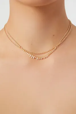 Women's Layered Rhinestone Necklace in Gold