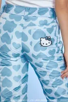 Women's Hello Kitty Heart Print Pants in Baby Blue Medium