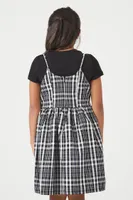 Girls Plaid Cami Dress (Kids) in Black, 9/10