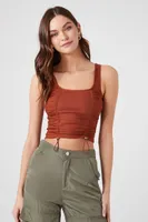 Women's Toggle Drawstring Cropped Tank in Rust Medium