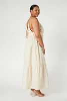 Women's Poplin Tiered Maxi Dress in Sandshell, 0X