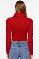 Women's Puff-Sleeve Turtleneck Sweater in Ruby Large