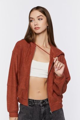Women's French Terry Ribbed Zip-Up Hoodie in Sienna, XS