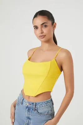 Women's Cropped Curved-Hem Cami in Lemon, XL