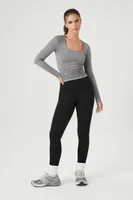 Women's Active Seamless Ruched Cutout Top in Dark Grey Medium