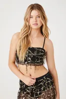 Women's Sequin Cropped Cami & Skirt Set