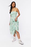 Women's Floral Print Halter Midi Dress in Mint Medium