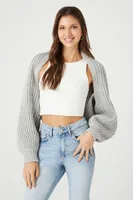 Women's Batwing Open-Front Cardigan Sweater in Grey Small