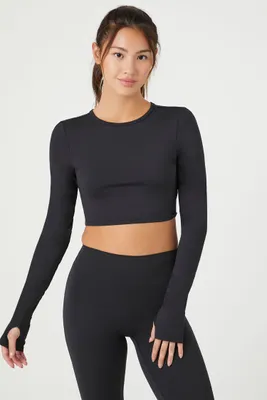 Women's Active Cutout Thumbhole Crop Top Medium