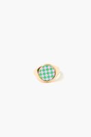 Women's Checkered Cocktail Ring in Gold/Green, 6