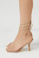 Women's Lace-Up Stiletto Heels in Nude, 10