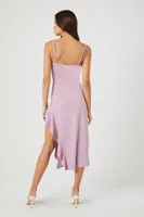 Women's Asymmetrical Cowl Midi Dress in Sugarplum Large