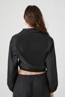 Women's Cropped Coach Jacket in Black, XS