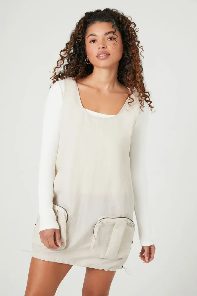 Women's Cargo Pocket Mini Dress in Birch Small