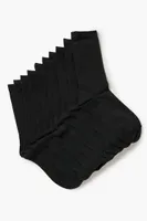 Ribbed-Trim Crew Socks in Black/Black