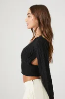 Women's Open-Back Cropped Sweater in Black, XL