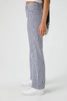 Women's Twill Striped Straight-Leg Pants in Blue Medium