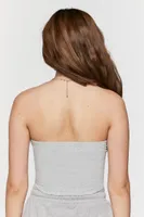 Women's Ruched Tube Top in Heather Grey Large