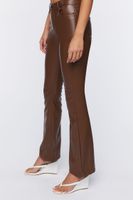 Women's Faux Leather Flare Pants Chocolate