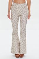 Women's Ditsy Floral Print Flare Pants in Khaki Medium