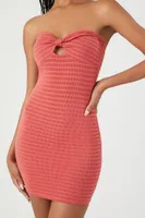 Women's Striped Tube Mini Dress in Rose Medium