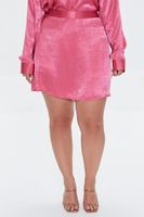 Women's Satin Mini Skirt in Rose Petal, 0X