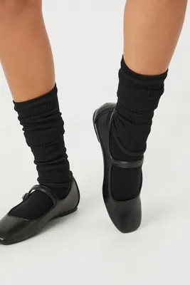 Ribbed Knit Leg Warmers in Black