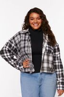 Women's Reworked Plaid Flannel Shirt in White, 0X