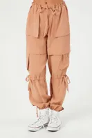 Women's Paperbag Drawstring Cargo Joggers in Orange Medium