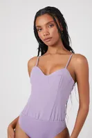 Women's Satin Bustier Sweetheart Bodysuit in Dusk Medium