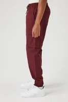 Men Drawstring Cargo Joggers in Burgundy Large