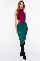 Women's Faux Leather Pencil Midi Skirt in Emerald Small