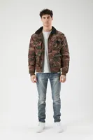 Men Faux Shearling Cargo Trucker Jacket