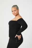 Women's Off-the-Shoulder Sweater in Black, 0X