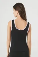 Women's Ribbed Knit Kuromi & My Melody Tank Top in Black Small